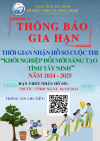 Thông báo Gia hạn thời gian nhận hồ sơ tham gia Cuộc thi “Khởi nghiệp đổi mới sáng tạo tỉnh Tây Ninh” năm 2024-2025 (lần 2)