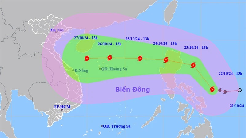 Áp thấp nhiệt đới trên vùng biển phía đông Philippines đã mạnh lên thành bão, có tên quốc tế là TRAMI